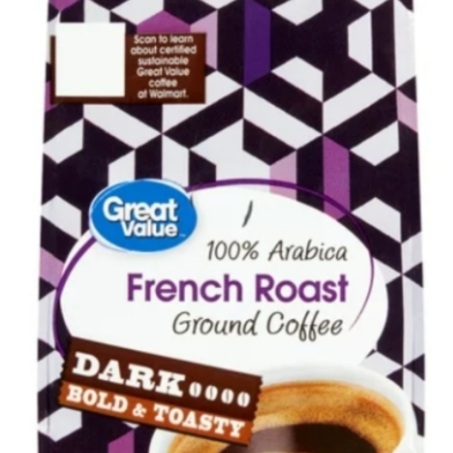 Great Value French Roast, 100 Arabica, Dark Roast, Ground Coffee, 12