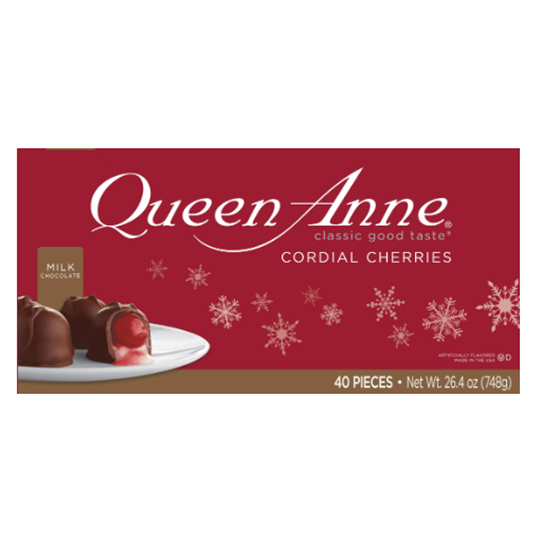 Queen Anne Christmas Milk Chocolate Cordial Cherries, 26.4 oz Box, 40