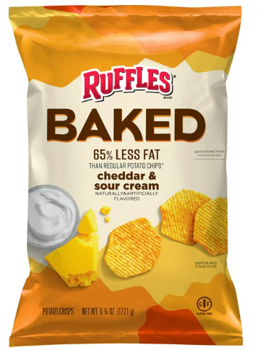 Ruffles Baked Cheddar & Sour Cream Potato Snack Chips, Gluten-free, 6. 